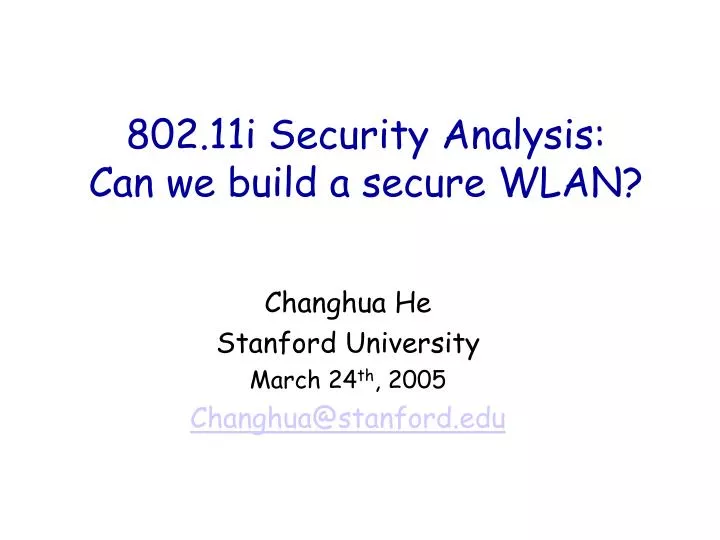 802 11i security analysis can we build a secure wlan