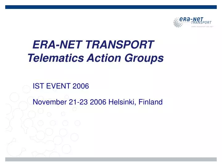 era net transport telematics action groups