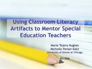 Using Classroom Literacy Artifacts to Mentor Special Education Teachers