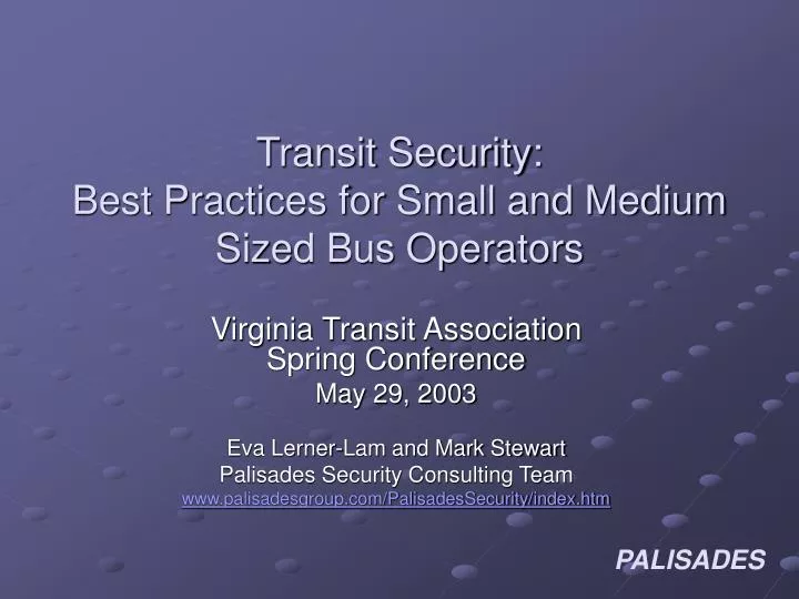 transit security best practices for small and medium sized bus operators