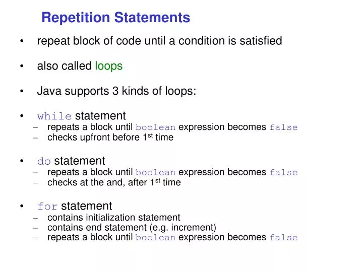 repetition statements