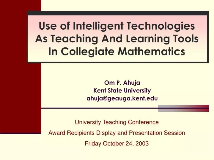 use of intelligent technologies as teaching and learning tools in collegiate mathematics