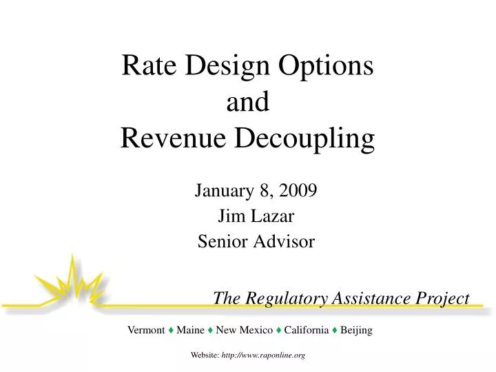 rate design options and revenue decoupling