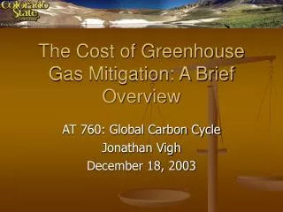 The Cost of Greenhouse Gas Mitigation: A Brief Overview