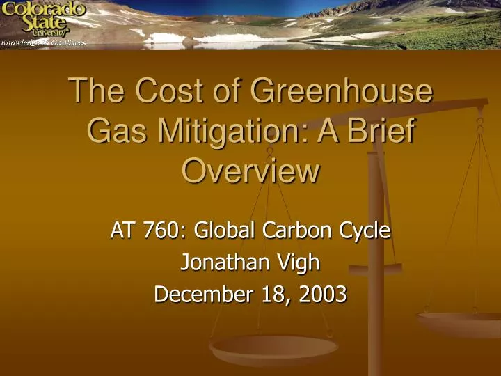 the cost of greenhouse gas mitigation a brief overview