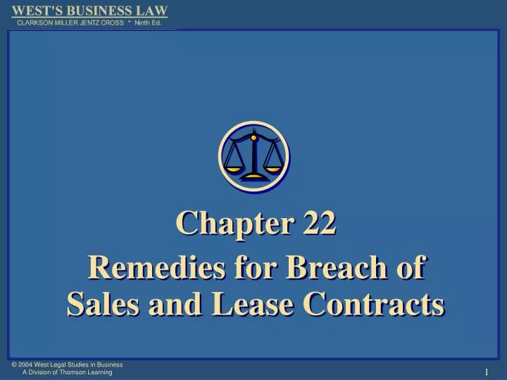 chapter 22 remedies for breach of sales and lease contracts