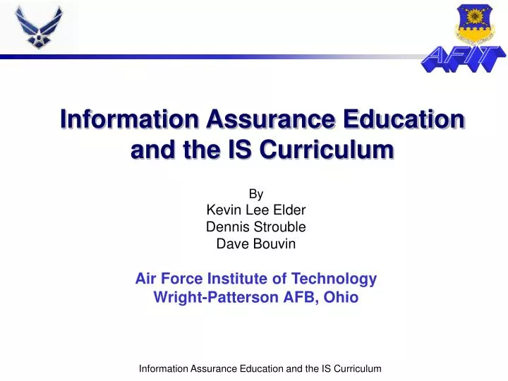 information assurance education and the is curriculum