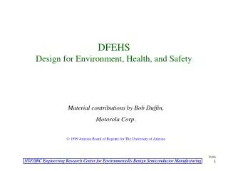 DFEHS Design for Environment, Health, and Safety