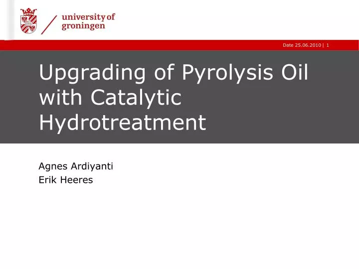 upgrading of pyrolysis oil with catalytic hydrotreatment