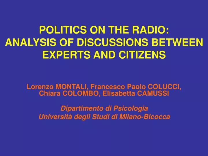 politics on the radio analysis of discussions between experts and citizens