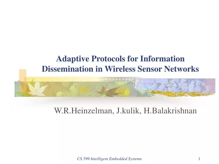 adaptive protocols for information dissemination in wireless sensor networks