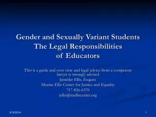 Gender and Sexually Variant Students The Legal Responsibilities of Educators