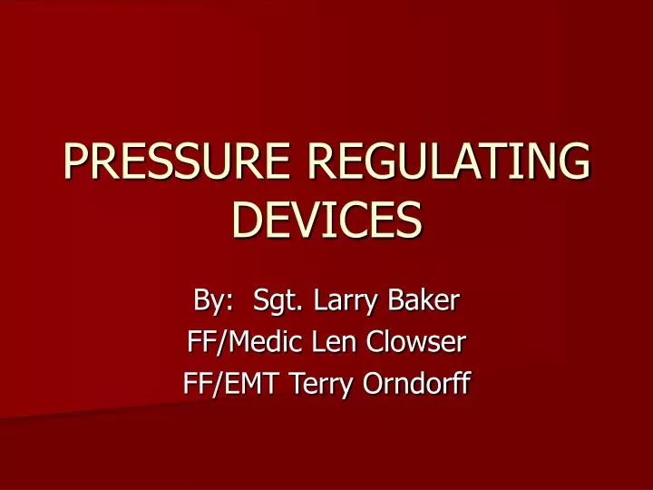 pressure regulating devices