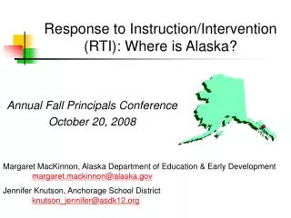 Response to Instruction/Intervention (RTI): Where is Alaska?