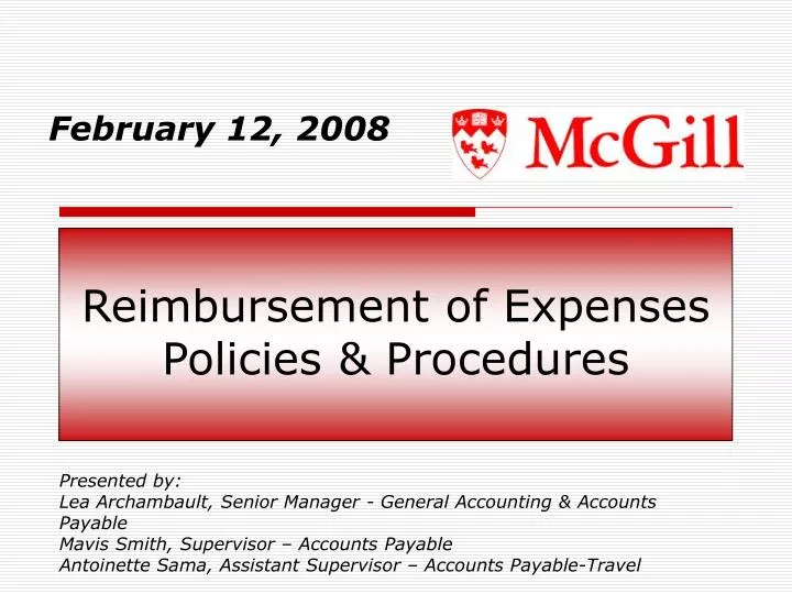reimbursement of expenses policies procedures