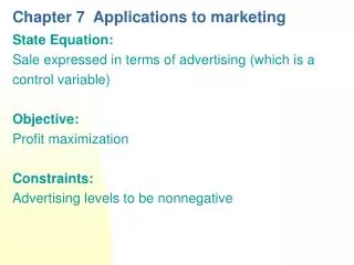 Chapter 7 Applications to marketing