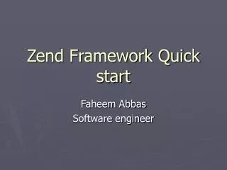 Zend Framework Quick start