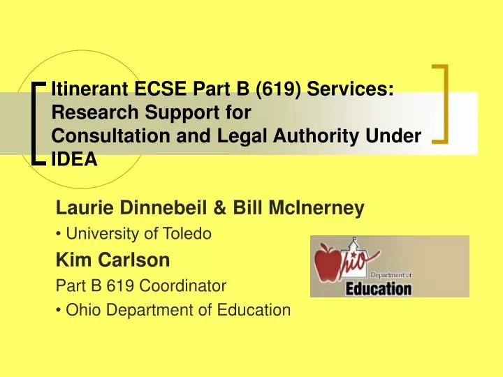 itinerant ecse part b 619 services research support for consultation and legal authority under idea
