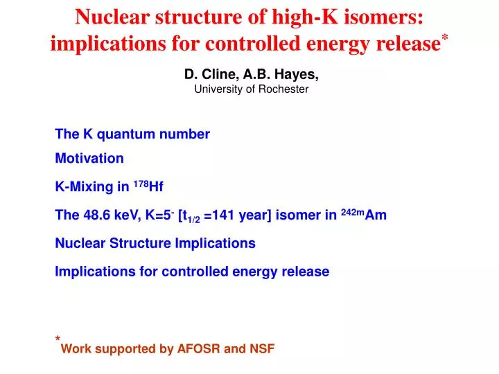 nuclear structure of high k isomers implications for controlled energy release