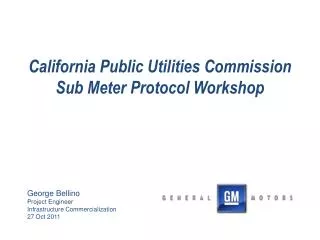 California Public Utilities Commission Sub Meter Protocol Workshop