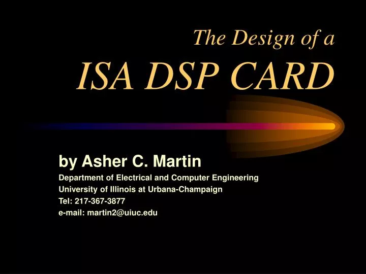 the design of a isa dsp card