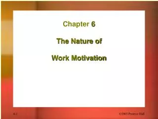 Chapter 6 The Nature of Work Motivation