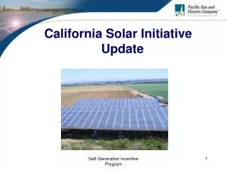 California Solar Initiative Update
