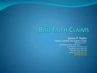 Bad Faith Claims