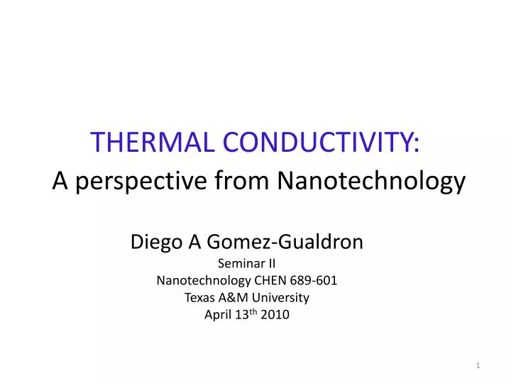 thermal conductivity a perspective from nanotechnology