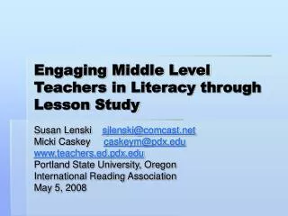 Engaging Middle Level Teachers in Literacy through Lesson Study