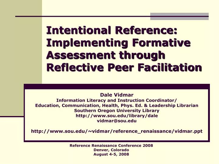 intentional reference implementing formative assessment through reflective peer facilitation