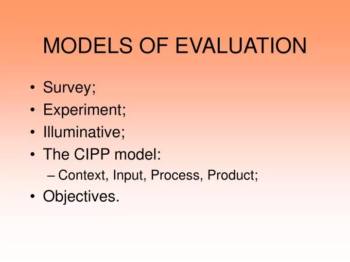 models of evaluation