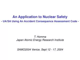 An Application to Nuclear Safety - UA/SA Using An Accident Consequence Assessment Code -