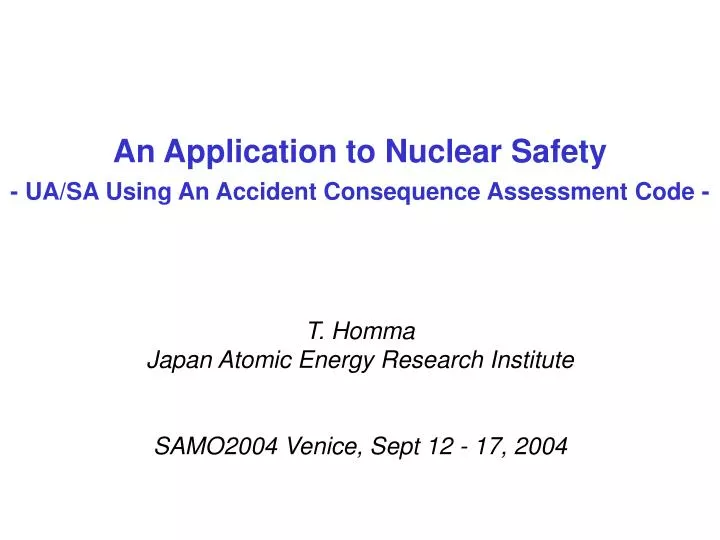 an application to nuclear safety ua sa using an accident consequence assessment code