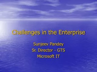 Challenges in the Enterprise
