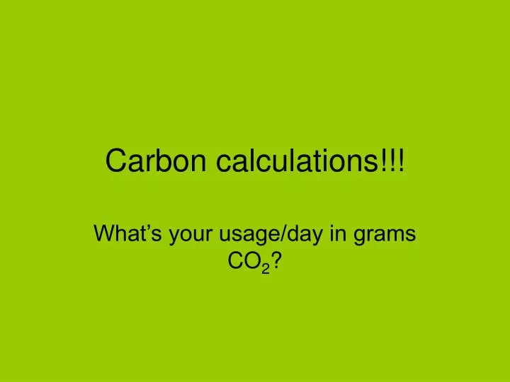 carbon calculations