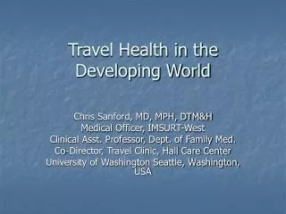 Travel Health in the Developing World
