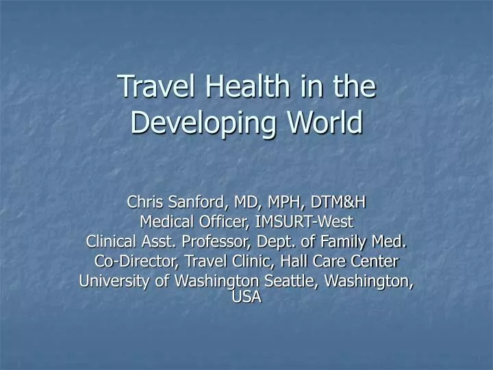 travel health in the developing world