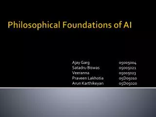 Philosophical Foundations of AI