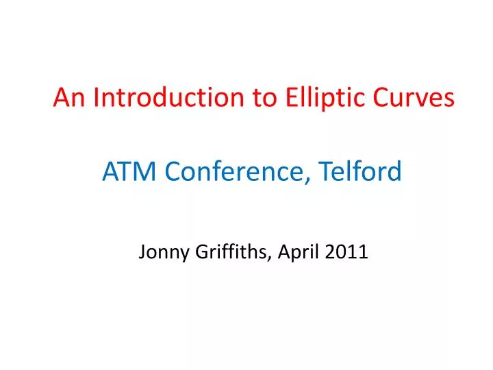 an introduction to elliptic curves