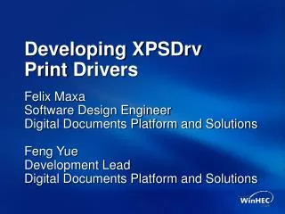Developing XPSDrv Print Drivers
