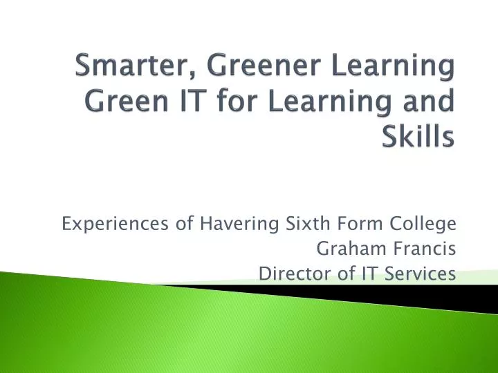 smarter greener learning green it for learning and skills