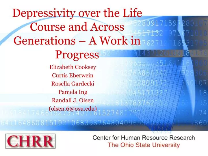 depressivity over the life course and across generations a work in progress