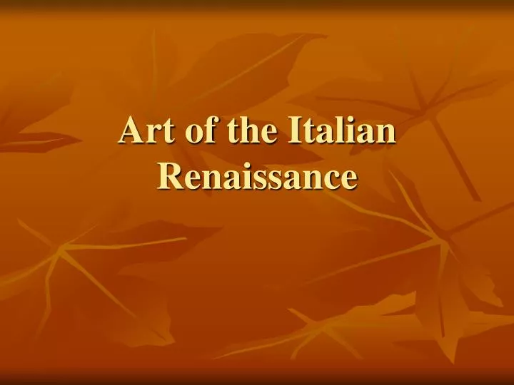 art of the italian renaissance