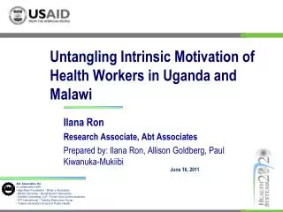 Untangling Intrinsic Motivation of Health Workers in Uganda and Malawi