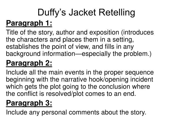 duffy s jacket retelling