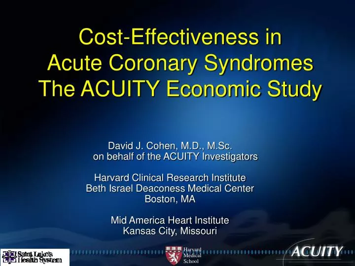 cost effectiveness in acute coronary syndromes the acuity economic study