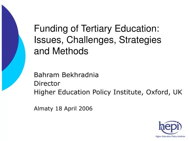 funding of tertiary education issues challenges strategies and methods