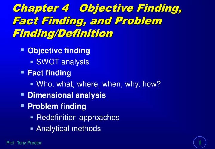 chapter 4 objective finding fact finding and problem finding definition
