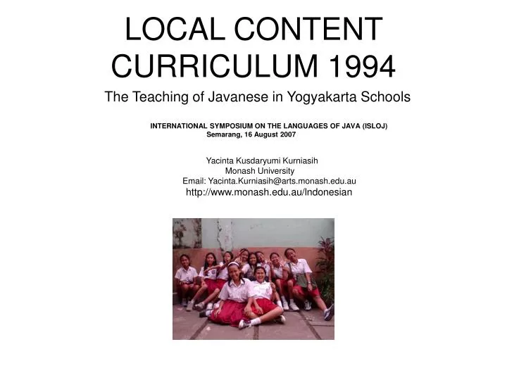 local content curriculum 1994